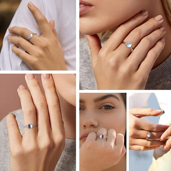 925 Sterling Silver Good Luck Celtic Twisted Knot/Claddagh Heart Birthstone Ring - Picture 2 of 6